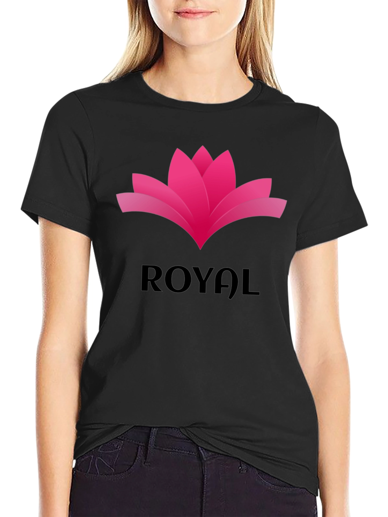 Royal Lotus Graphic Tee - Stylish Black T-Shirt