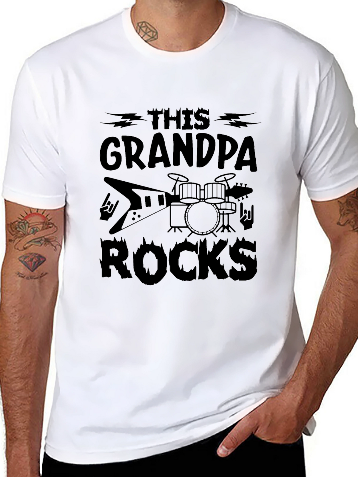 This Grandpa Rocks Black T-Shirt
