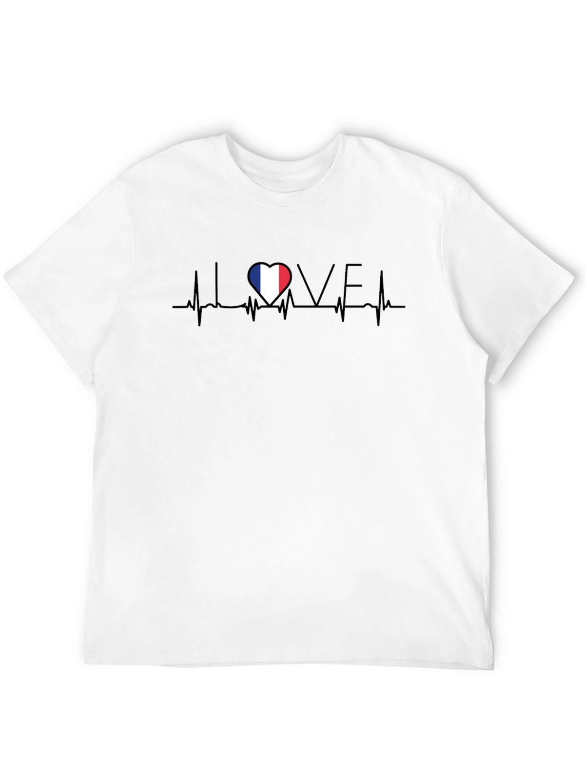 Love France Heartbeat Black T-Shirt