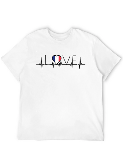 Love France Heartbeat Black T-Shirt