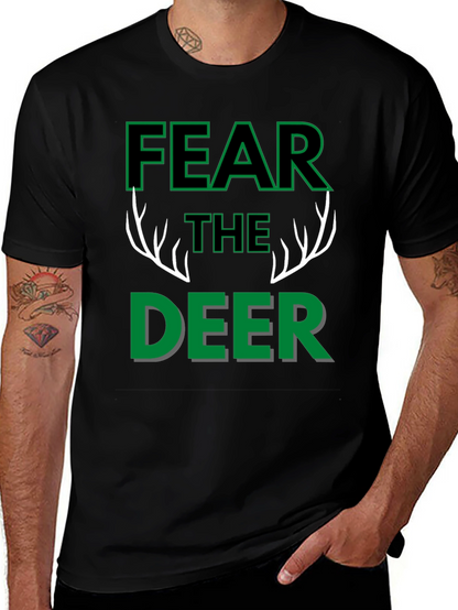 Fear The Deer Black Graphic T-Shirt