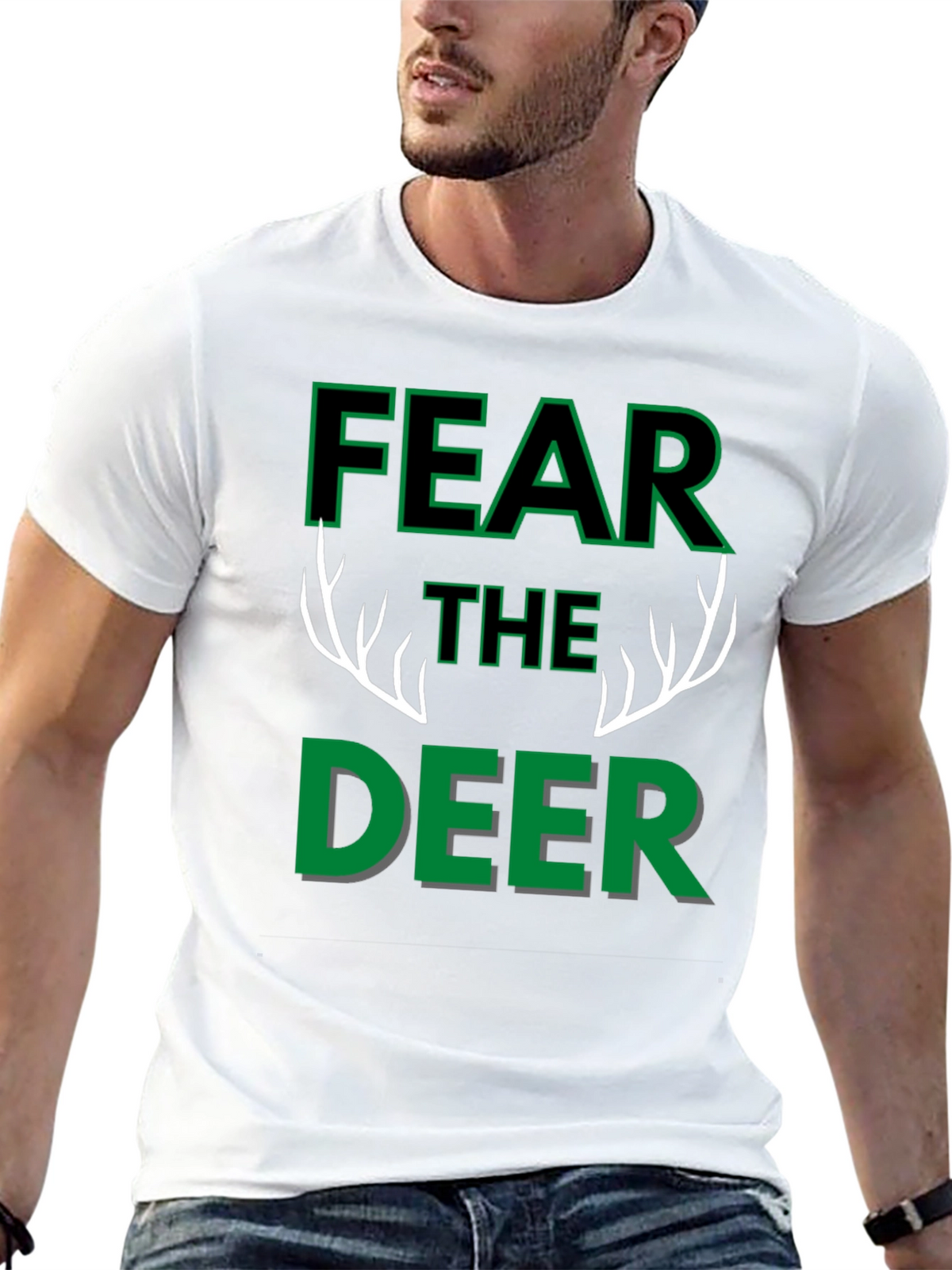 Fear The Deer Black Graphic T-Shirt
