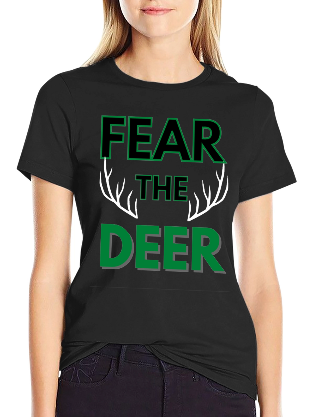 Fear The Deer Black Graphic T-Shirt