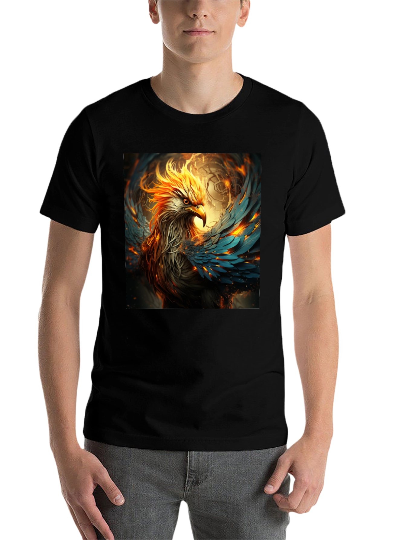 Fiery Phoenix Graphic Tee - Bold Black T-Shirt