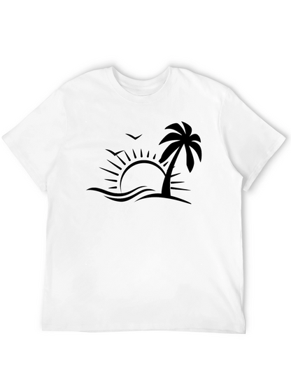 Tropical Beach Graphic Tee - Black