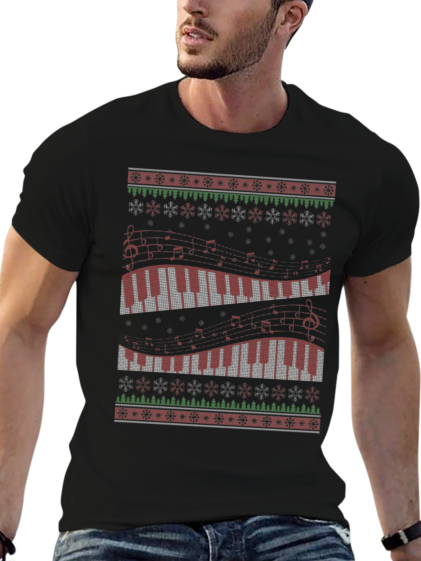Piano Keys Music Lover Ugly Christmas Sweater T-Shirt