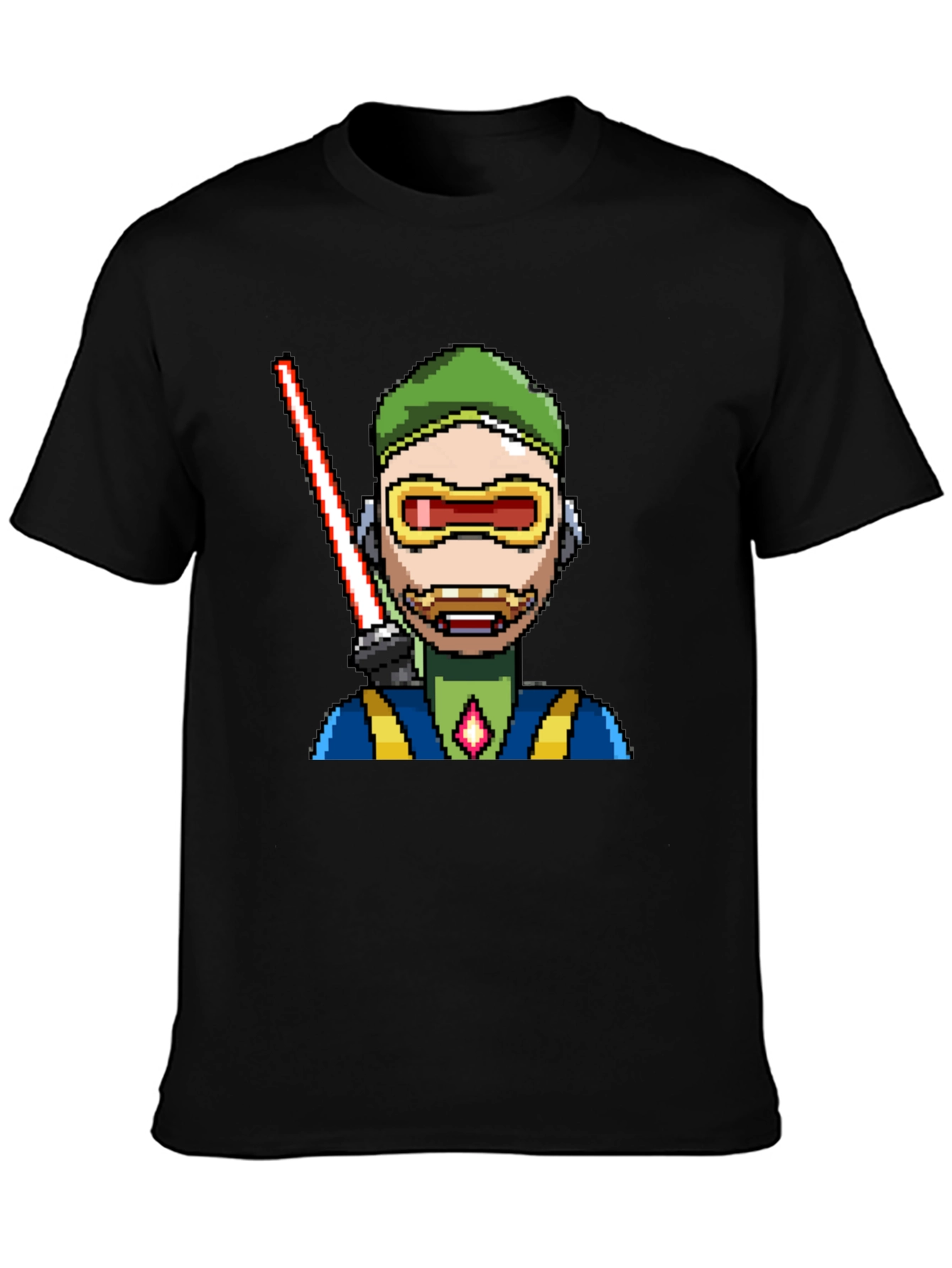 Pixel Art Sci-Fi Character Black T-Shirt