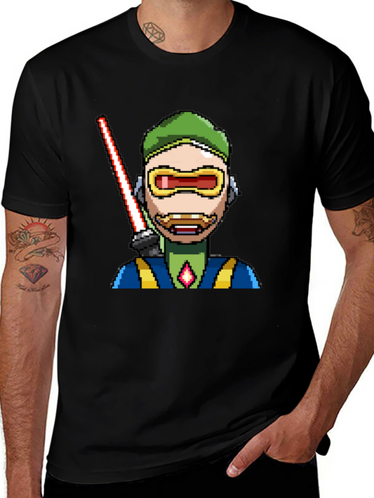 Pixel Art Sci-Fi Character Black T-Shirt