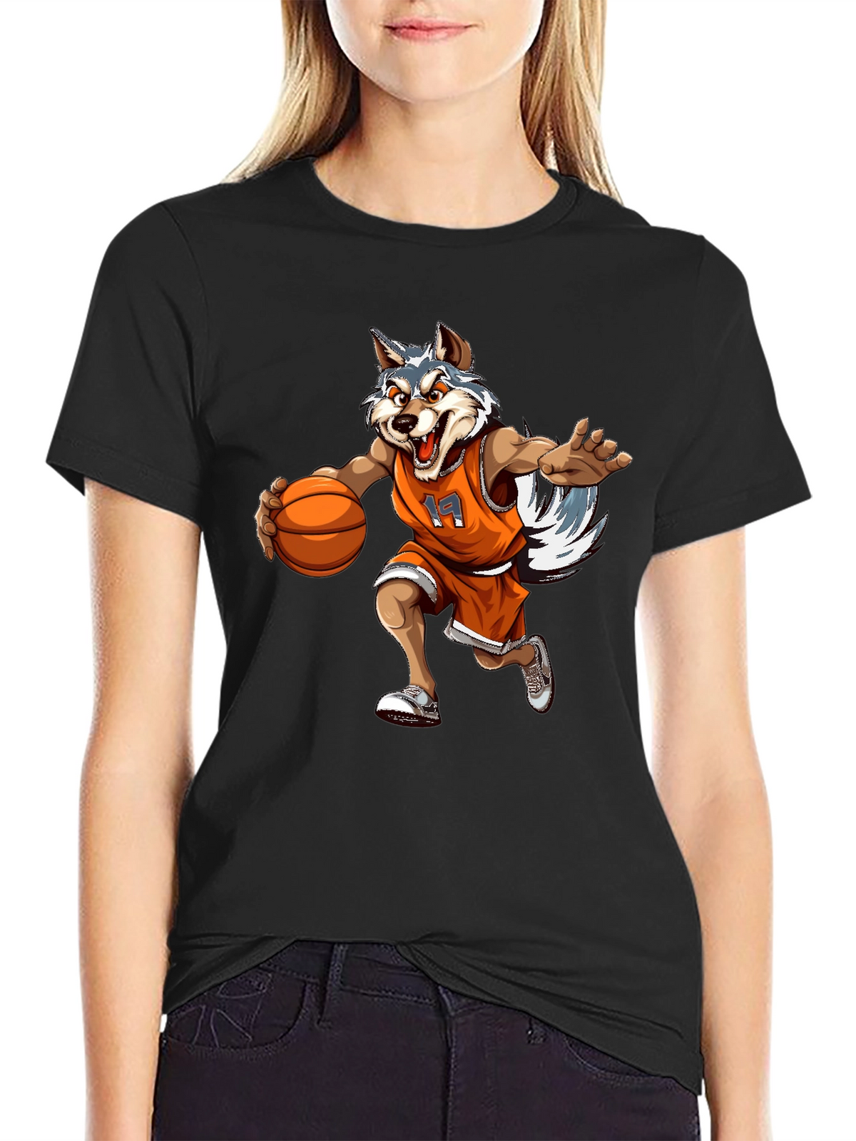 Wolf Basketball Player Graphic T-Shirt