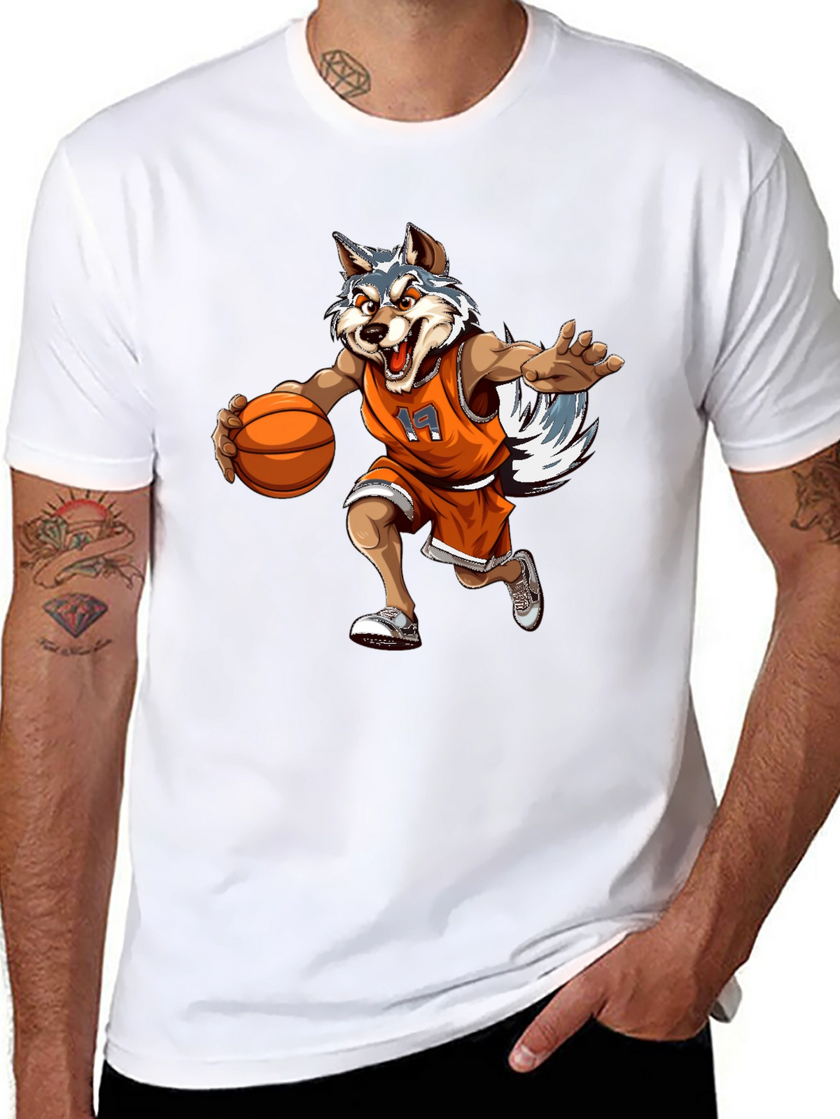 Wolf Basketball Player Graphic T-Shirt