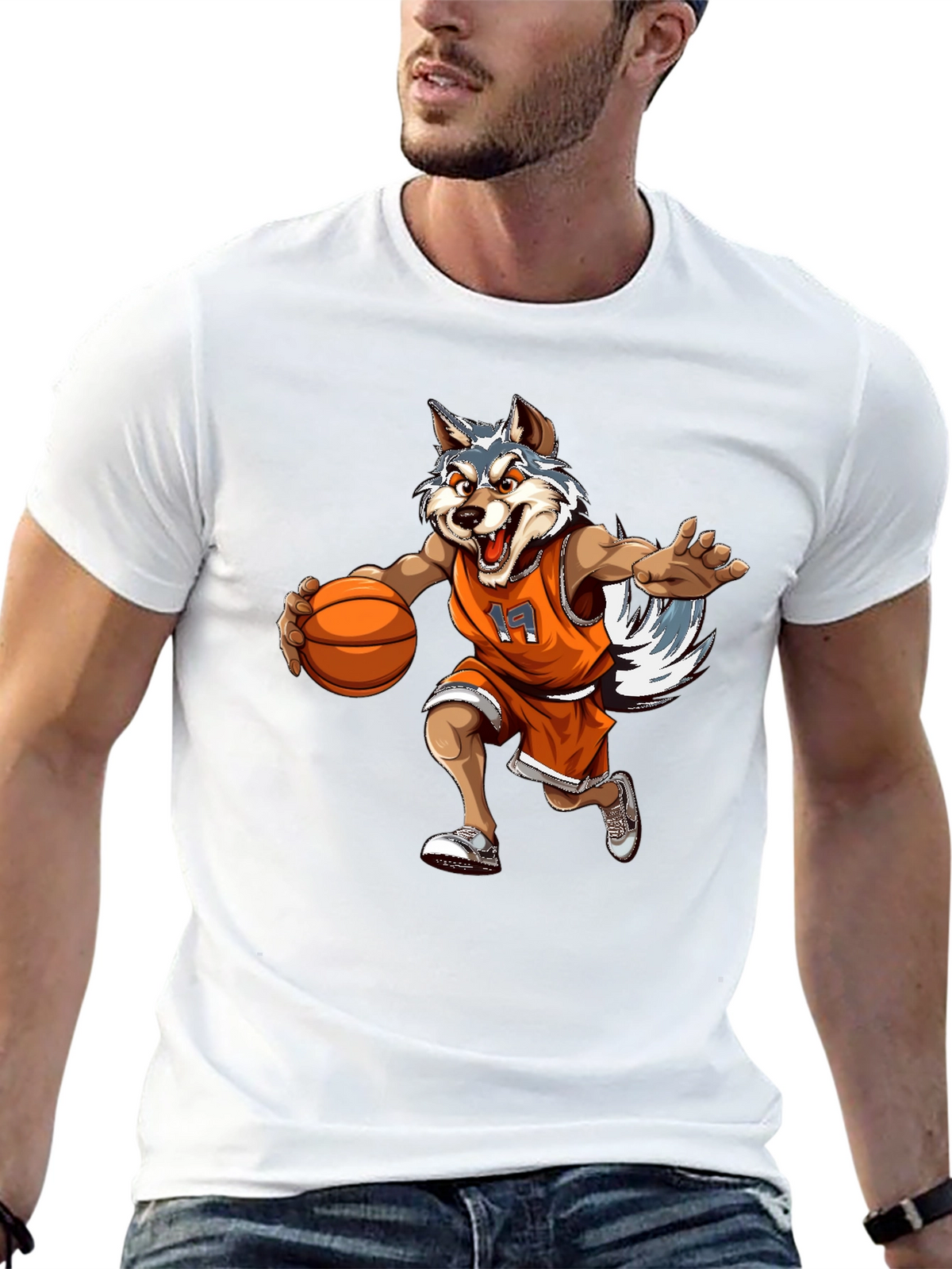 Wolf Basketball Player Graphic T-Shirt