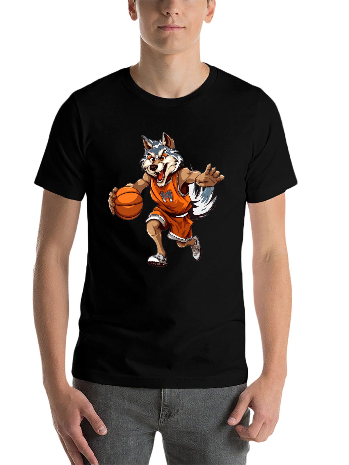 Wolf Basketball Player Graphic T-Shirt