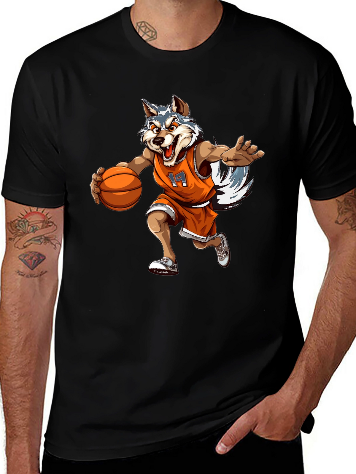 Wolf Basketball Player Graphic T-Shirt