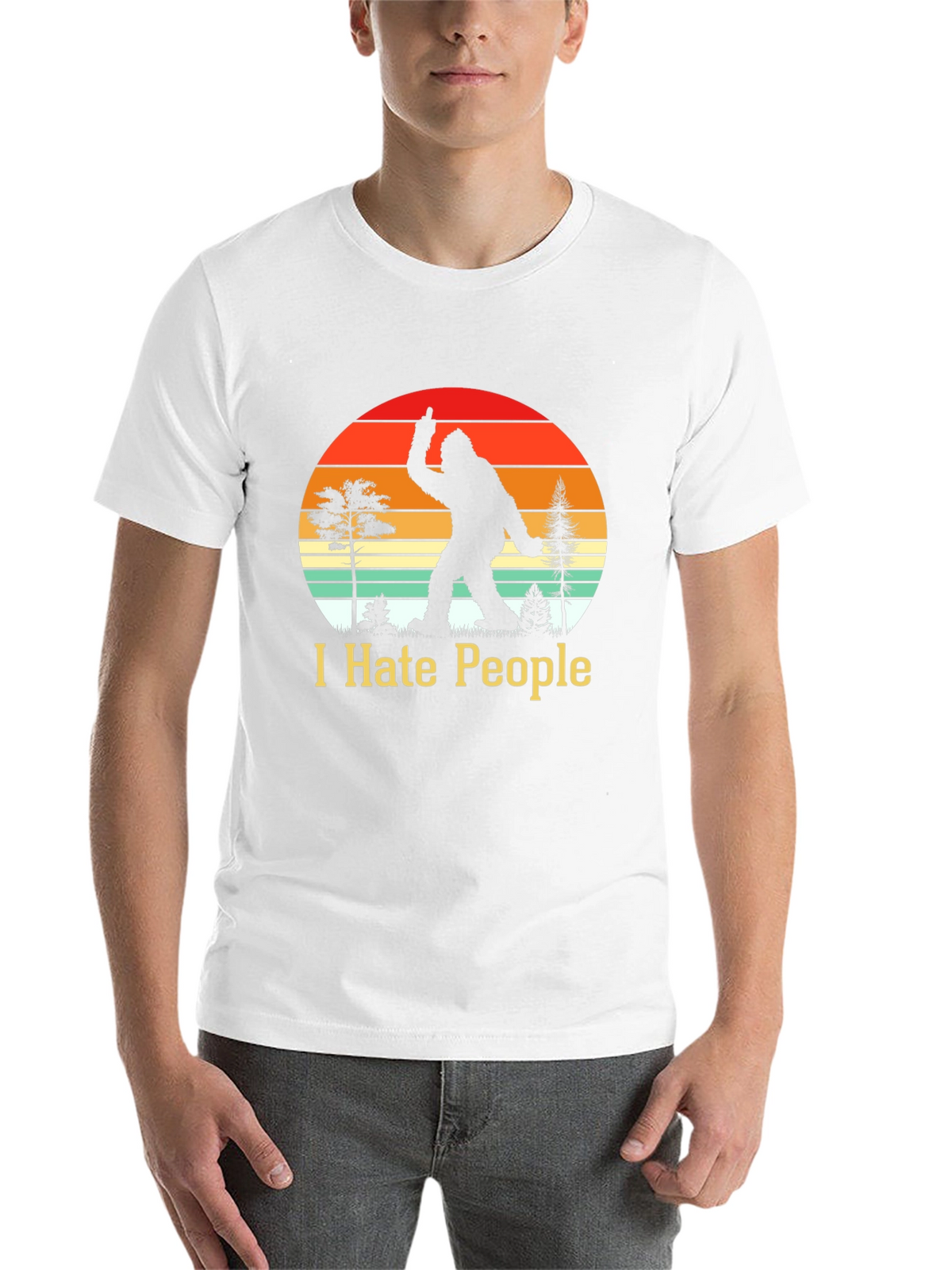I Hate People Bigfoot T-Shirt Funny Sasquatch Tee