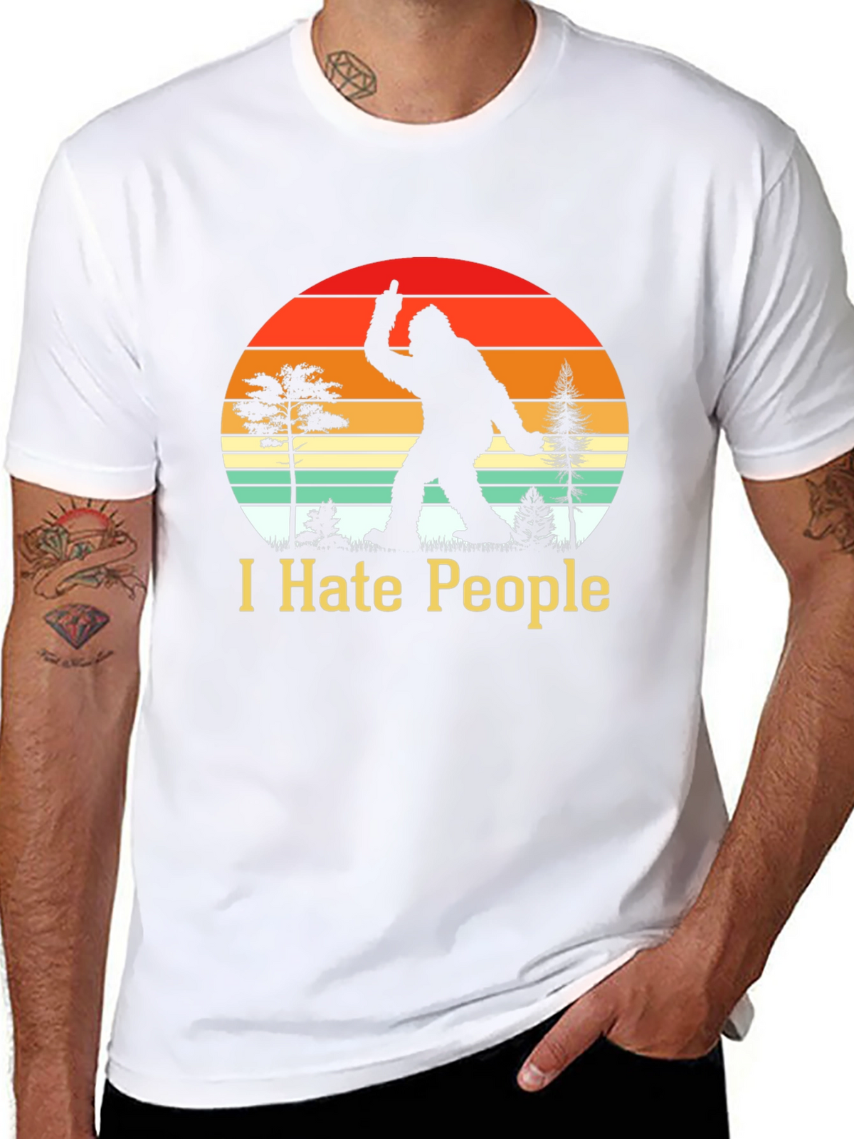 I Hate People Bigfoot T-Shirt Funny Sasquatch Tee