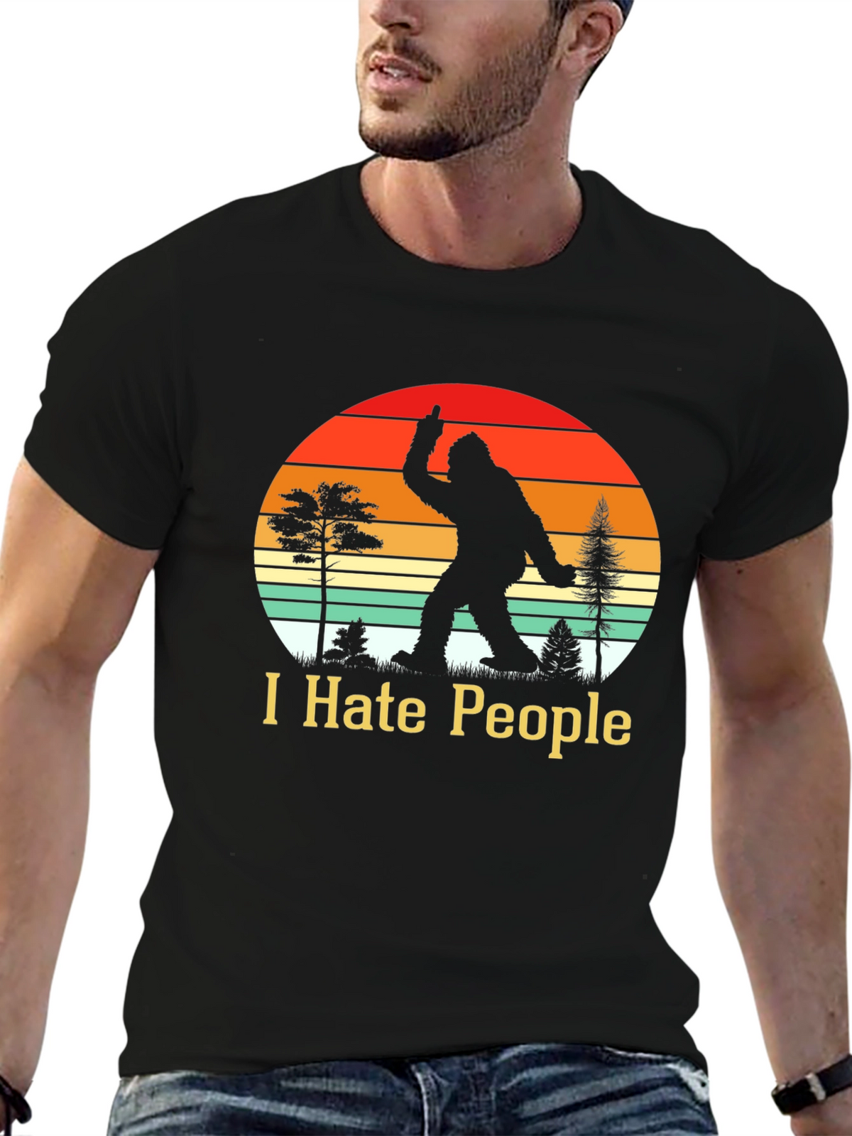 I Hate People Bigfoot T-Shirt Funny Sasquatch Tee