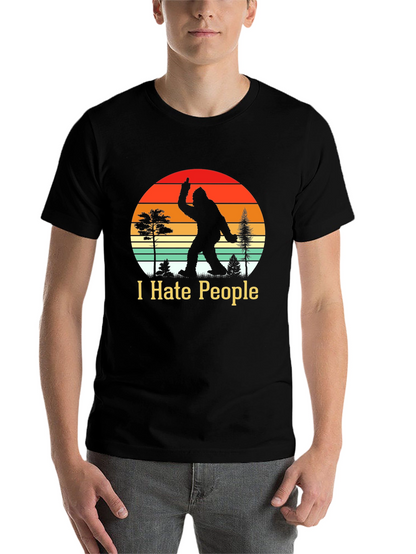I Hate People Bigfoot T-Shirt Funny Sasquatch Tee