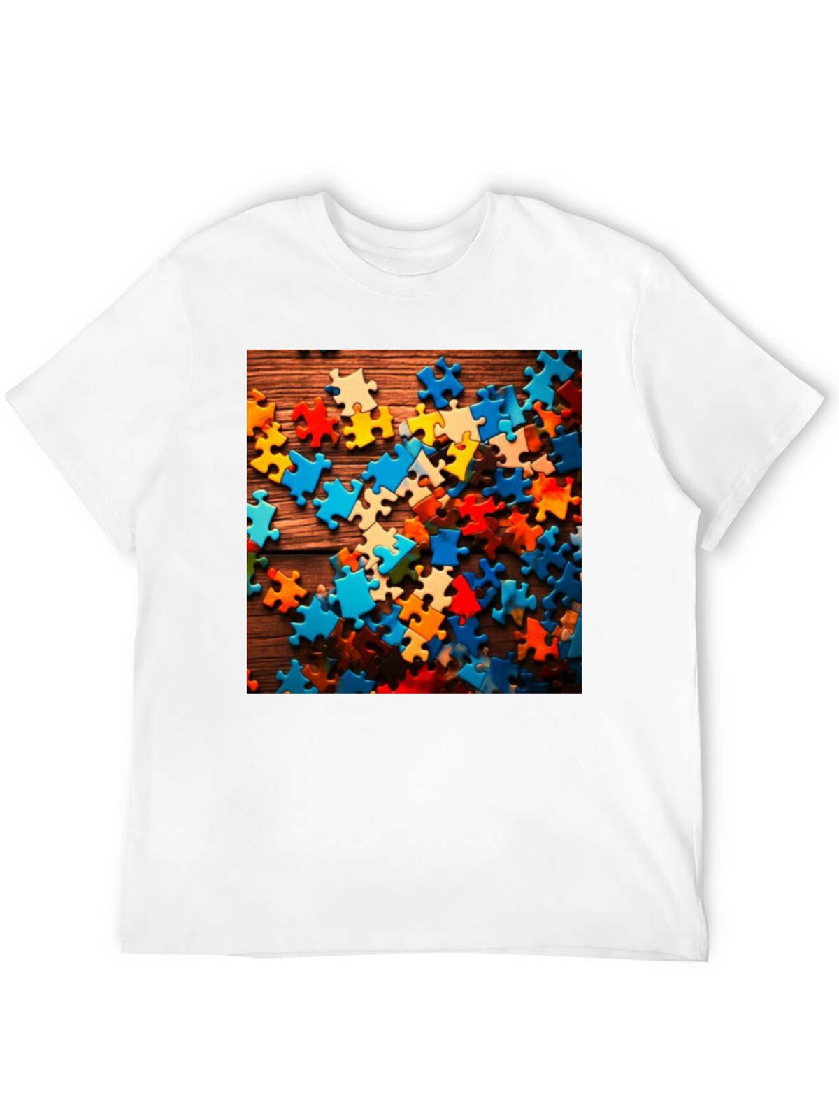 Puzzle Piece Graphic Tee - Black Cotton Blend