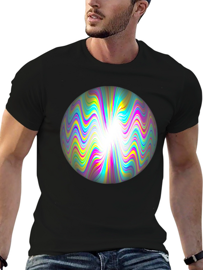 Psychedelic Orb Graphic Tee - Black Cotton T-Shirt