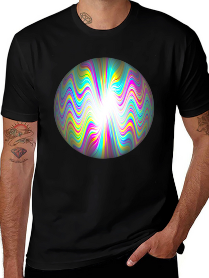 Psychedelic Orb Graphic Tee - Black Cotton T-Shirt