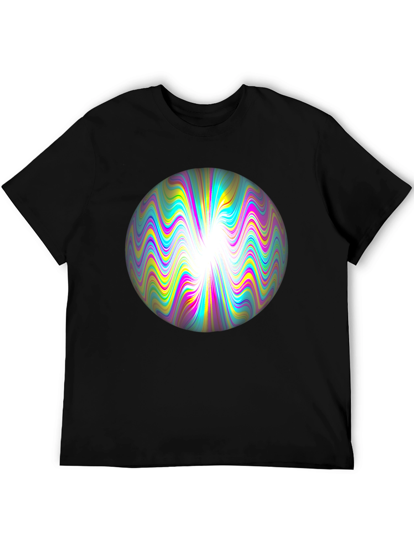 Psychedelic Orb Graphic Tee - Black Cotton T-Shirt