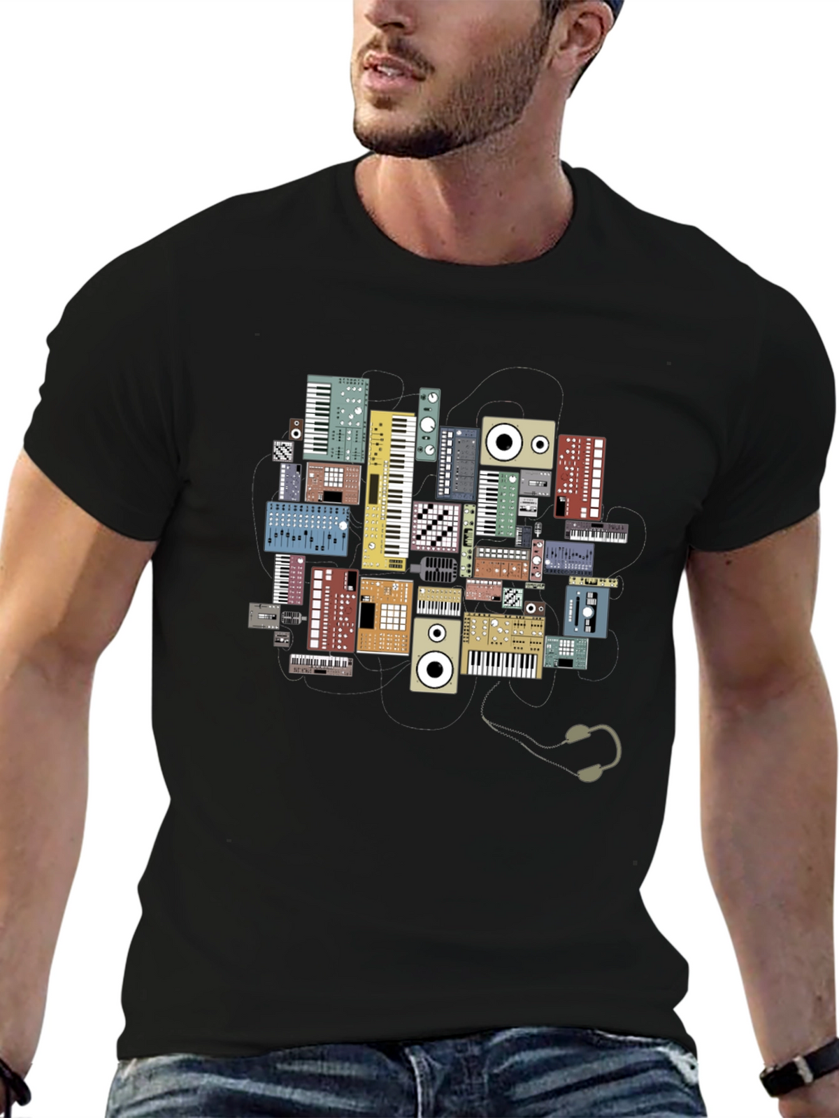 Synth Keyboard T-Shirt - Musical Instrument Graphic Tee