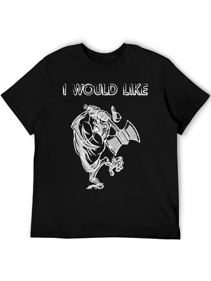 I Would Like T-Shirt - Cartoon Lumberjack Black Tee