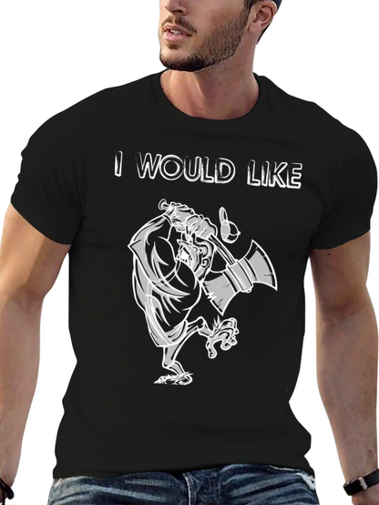 I Would Like T-Shirt - Cartoon Lumberjack Black Tee