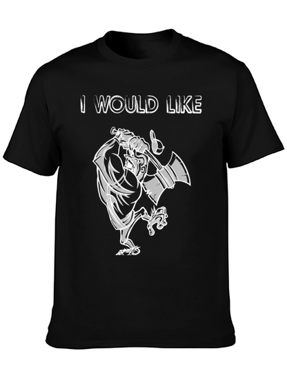 I Would Like T-Shirt - Cartoon Lumberjack Black Tee