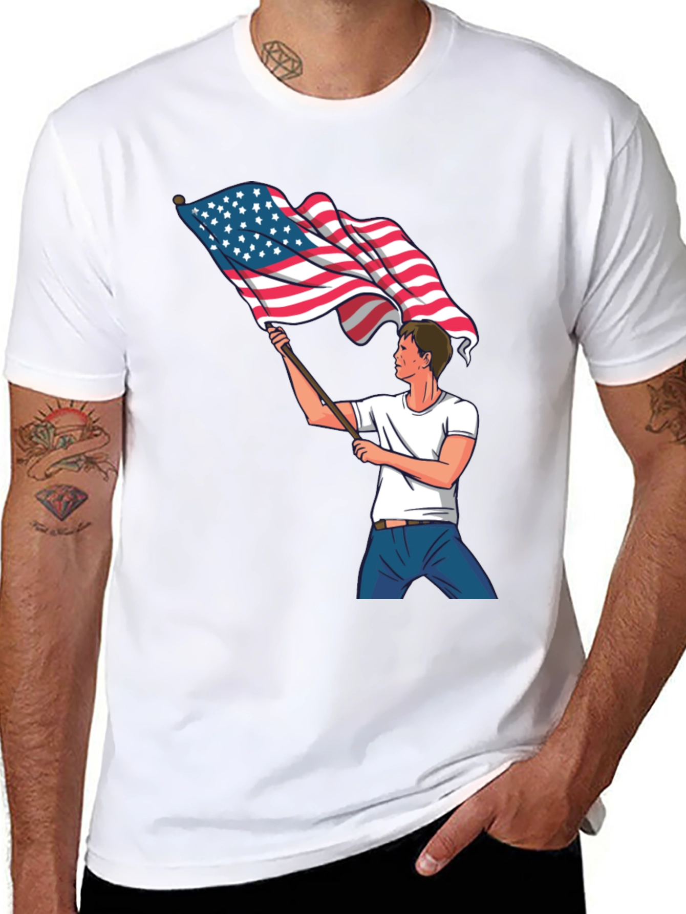 American Flag Waving T-Shirt