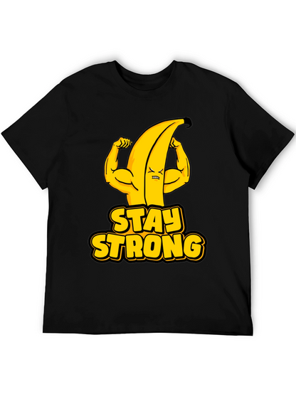 Stay Strong Banana Graphic Tee - Black Cotton T-Shirt