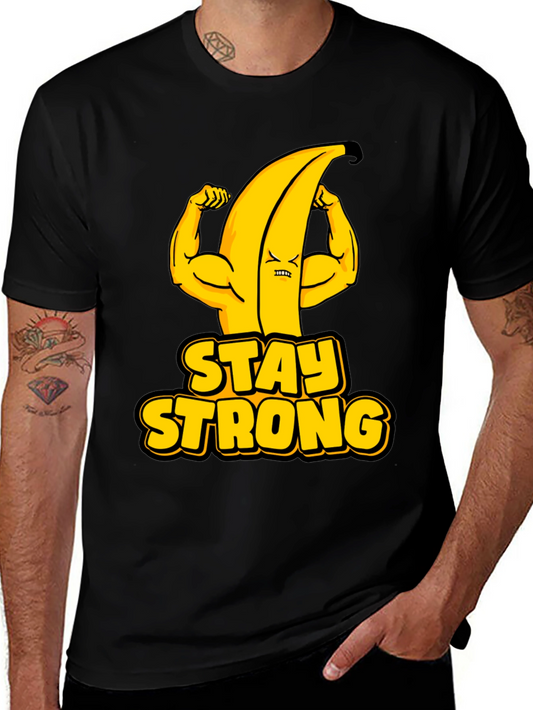 Stay Strong Banana Graphic Tee - Black Cotton T-Shirt