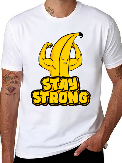 Stay Strong Banana Graphic Tee - Black Cotton T-Shirt