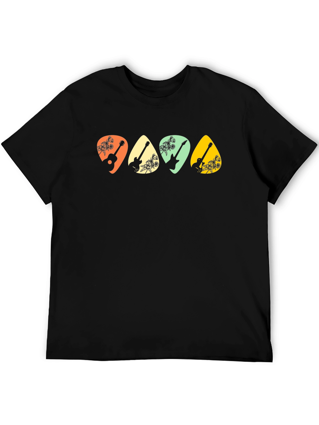 Guitar Pick Floral T-Shirt - Music Lover Tee
