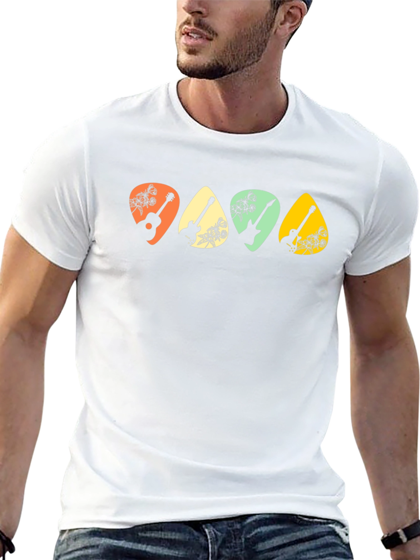 Guitar Pick Floral T-Shirt - Music Lover Tee