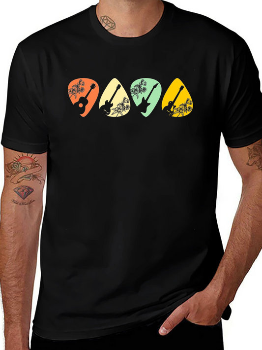 Guitar Pick Floral T-Shirt - Music Lover Tee