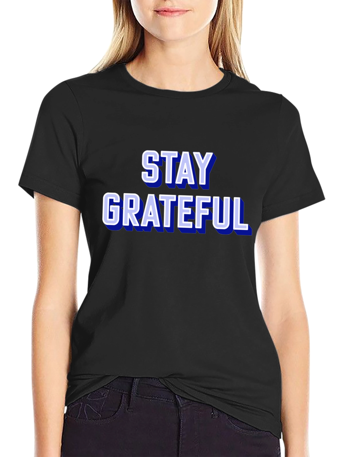 Stay Grateful Graphic Tee - Trendy Black T-Shirt