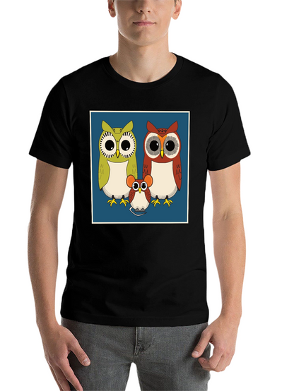 Owl Family Graphic Tee - Cute Cartoon Print T-Shirt