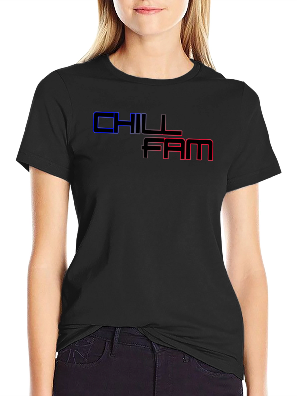 Chill Fam Graphic Print Black T-Shirt