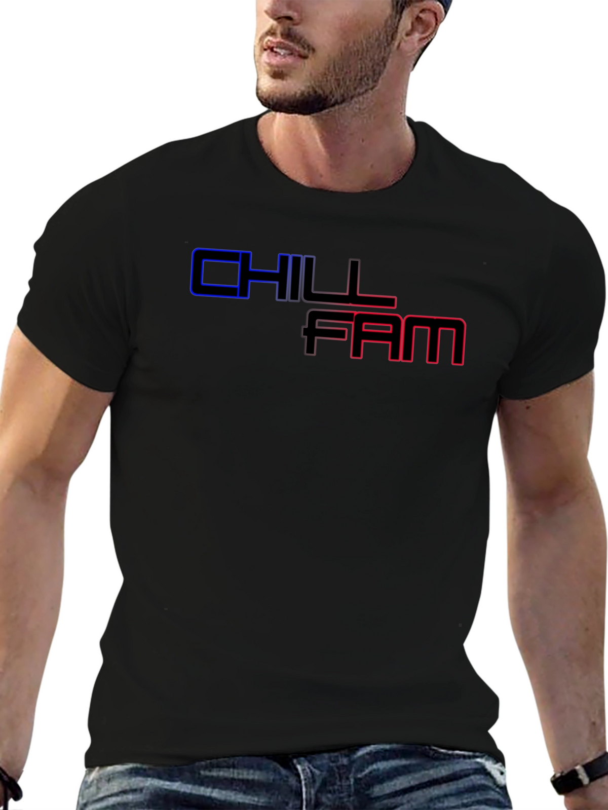 Chill Fam Graphic Print Black T-Shirt