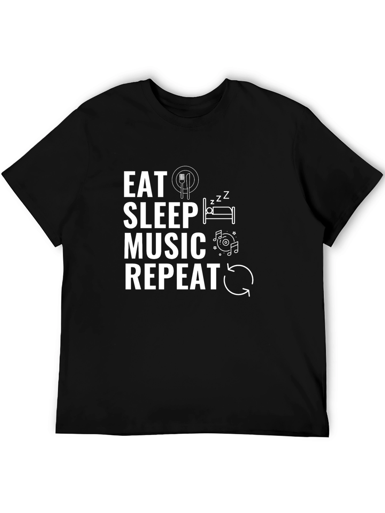 Eat Sleep Music Repeat Black T-Shirt