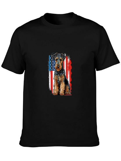 Patriotic Welsh Terrier T-Shirt - USA Flag Dog Tee