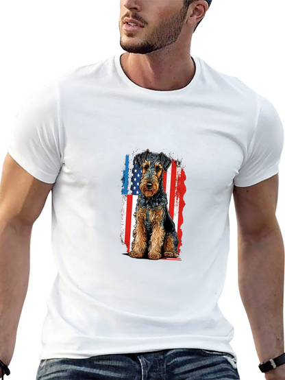 Patriotic Welsh Terrier T-Shirt - USA Flag Dog Tee
