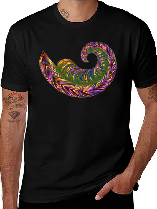 Abstract Swirl Graphic Tee - Bold Black