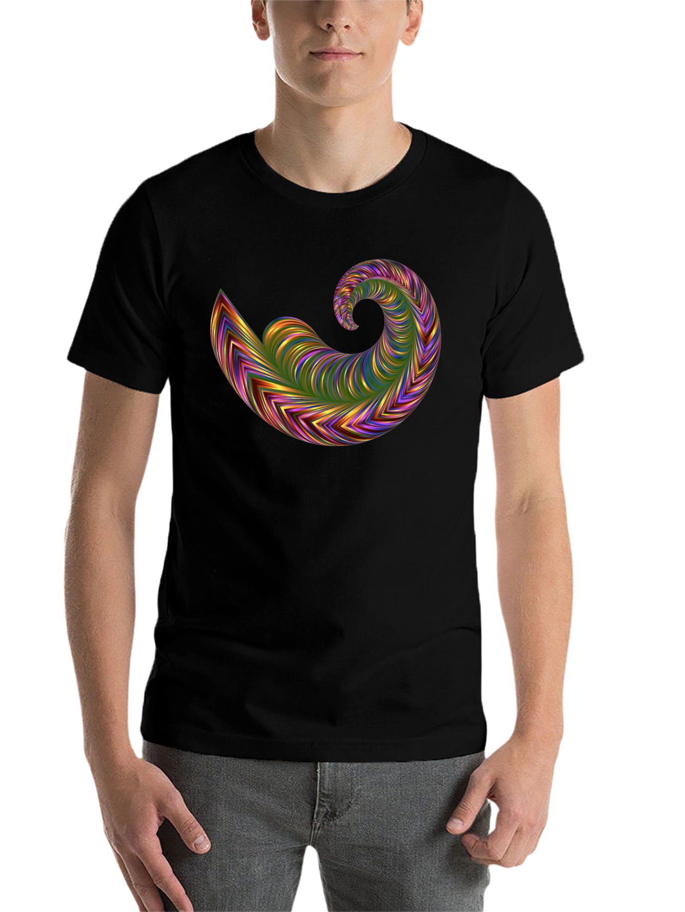 Abstract Swirl Graphic Tee - Bold Black