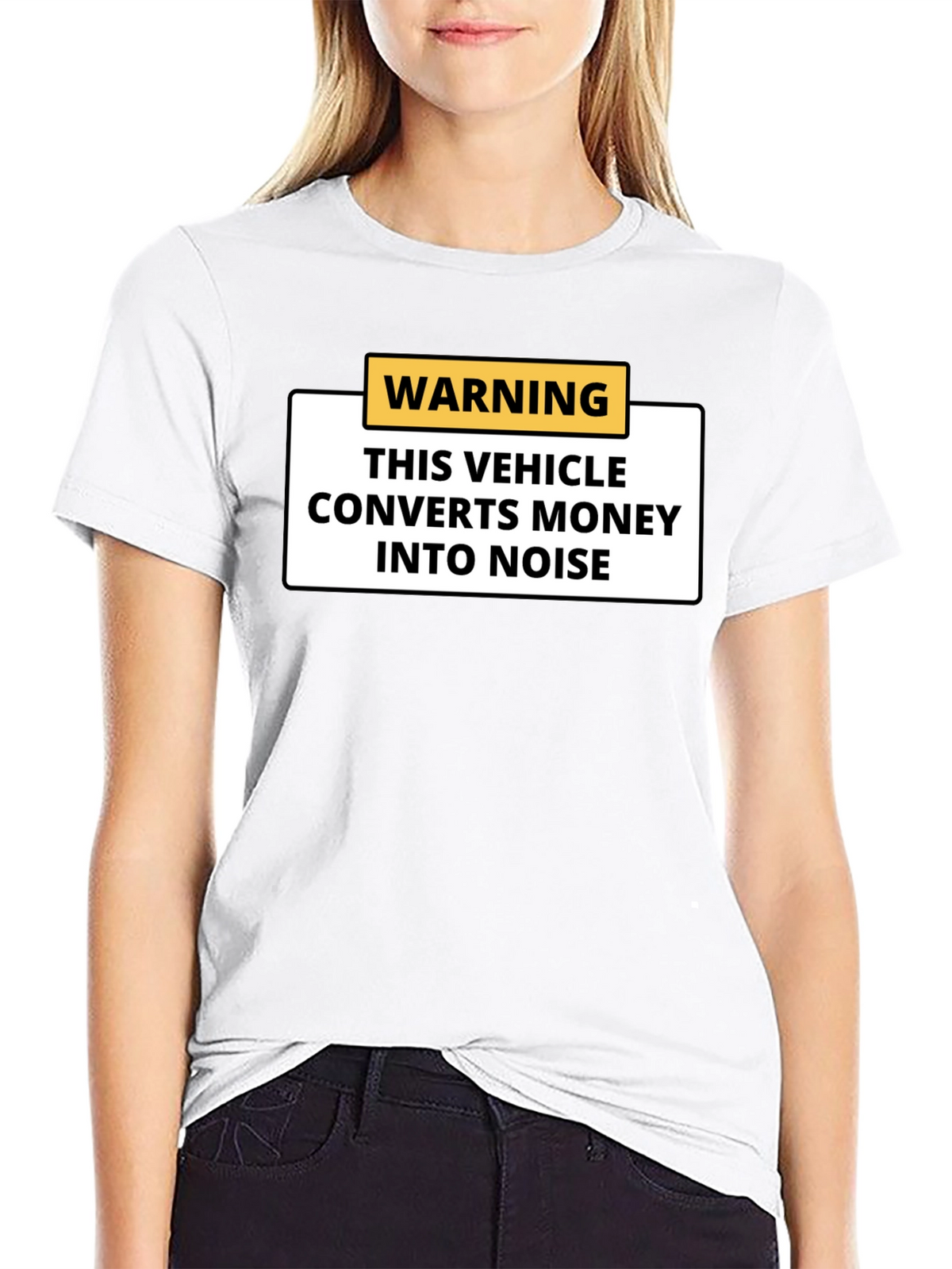 Warning Vehicle Converts Money to Noise Black T-Shirt