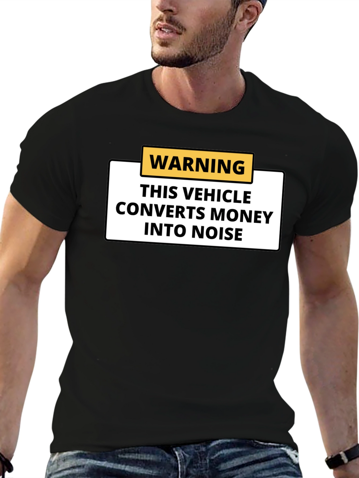 Warning Vehicle Converts Money to Noise Black T-Shirt