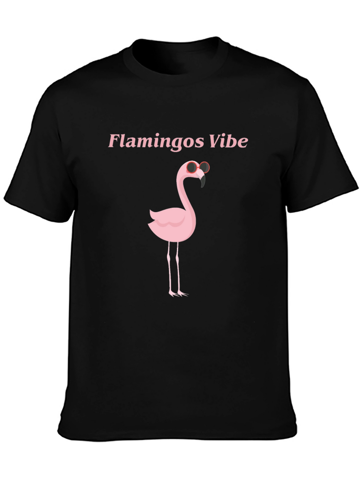 Flamingo Vibes Black Graphic T-Shirt