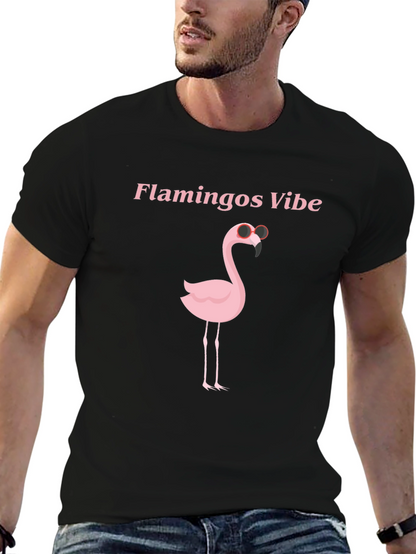 Flamingo Vibes Black Graphic T-Shirt