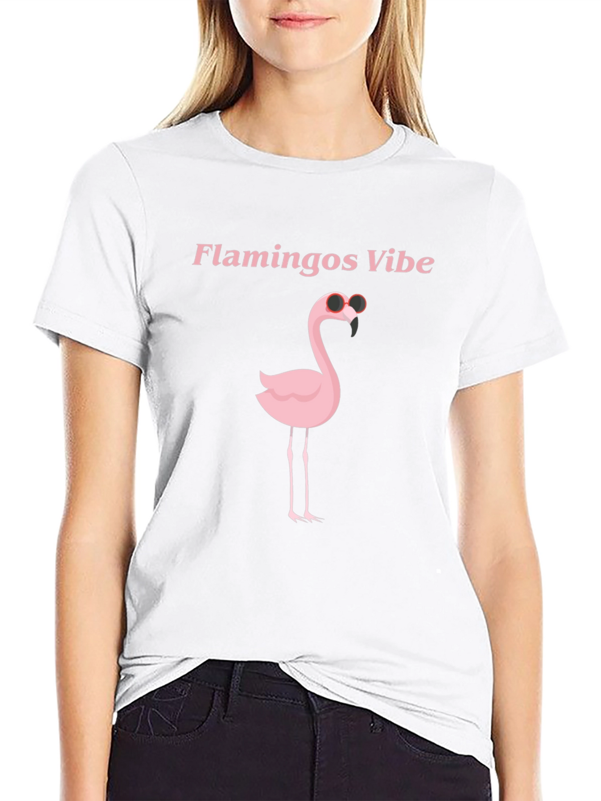 Flamingo Vibes Black Graphic T-Shirt